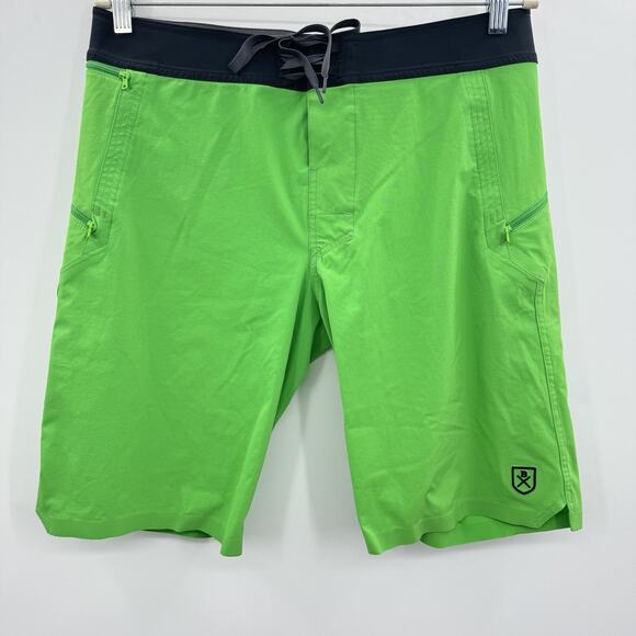 Bluesmiths Board Shorts Mens 34 Green The Spartan Standard 11” Inseam Stretch - Picture 1 of 13